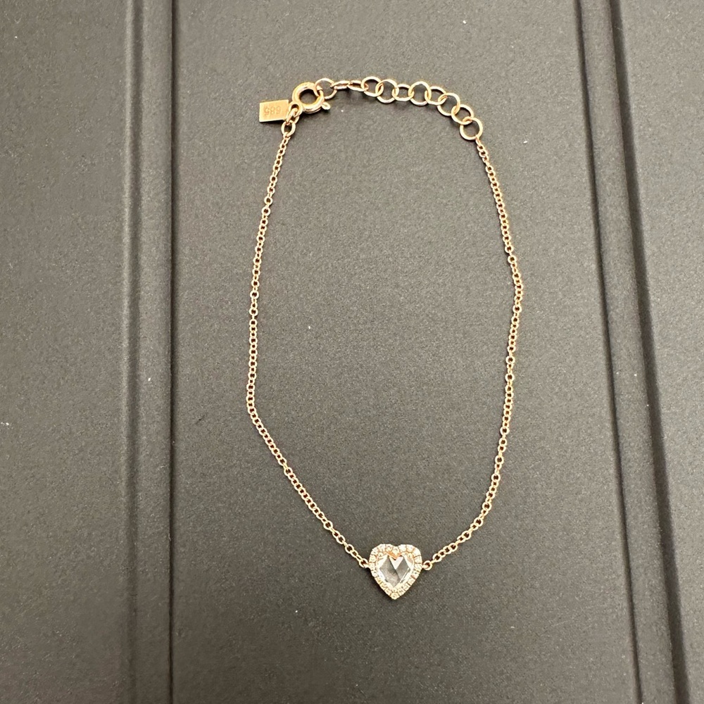 EF Collection 14K White Topaz Heart Chain Bracelet - Picture 4 of 4